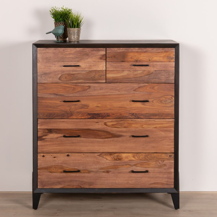 Houten ladekast 100cm breed met 5 laden.