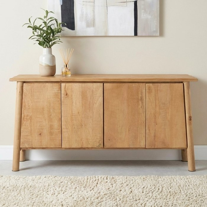 Mangohouten dressoir japandi met vier deuren