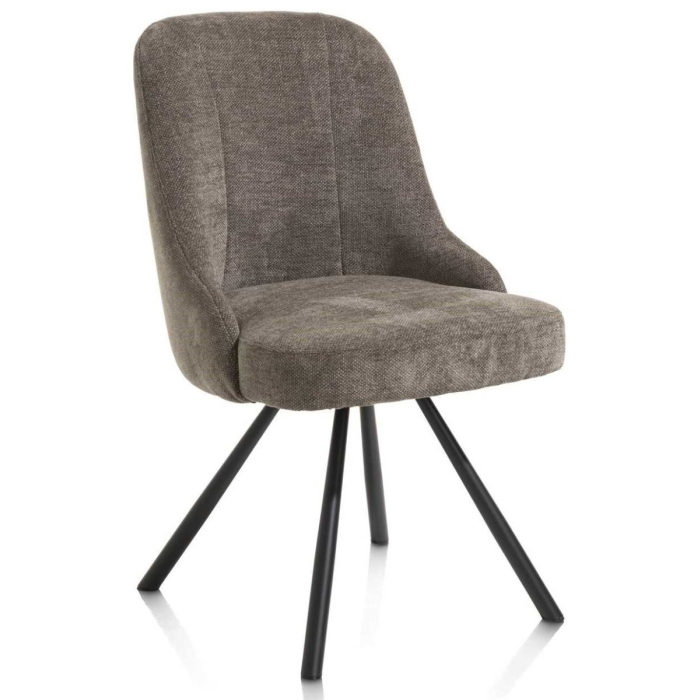 Eetkamerstoel stof Eva bruin met pocketvering en draaifunctie