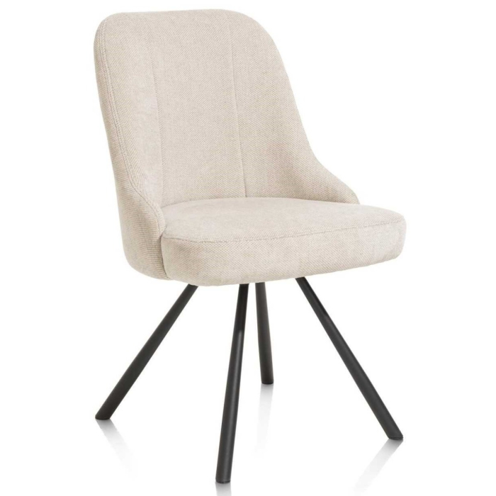 Comfortabele eetkamerstoel Eva creme met pocketvulling en draaifunctie