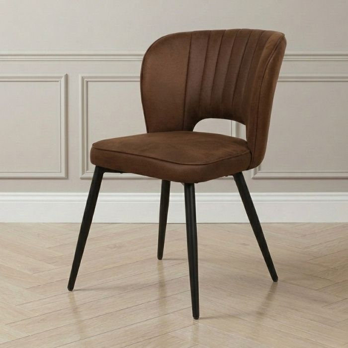 Eetkamerstoel Fleur in bruin velvet. 