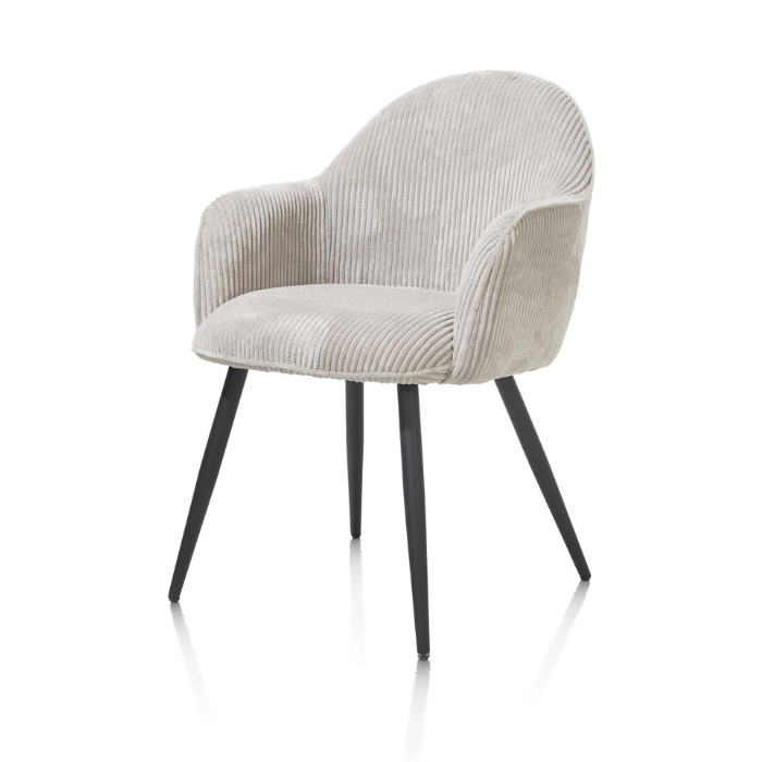 Eetkamerstoel Arielle in de kleur Charcoal met armleuning. 