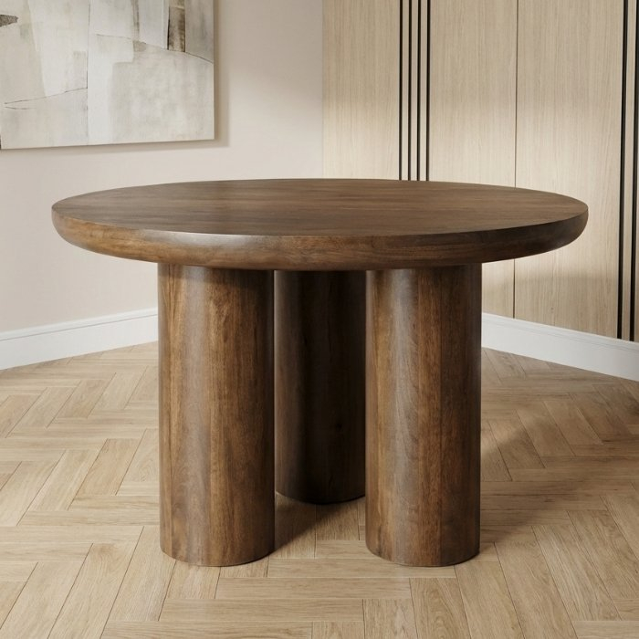 Walnoot eettafel rond