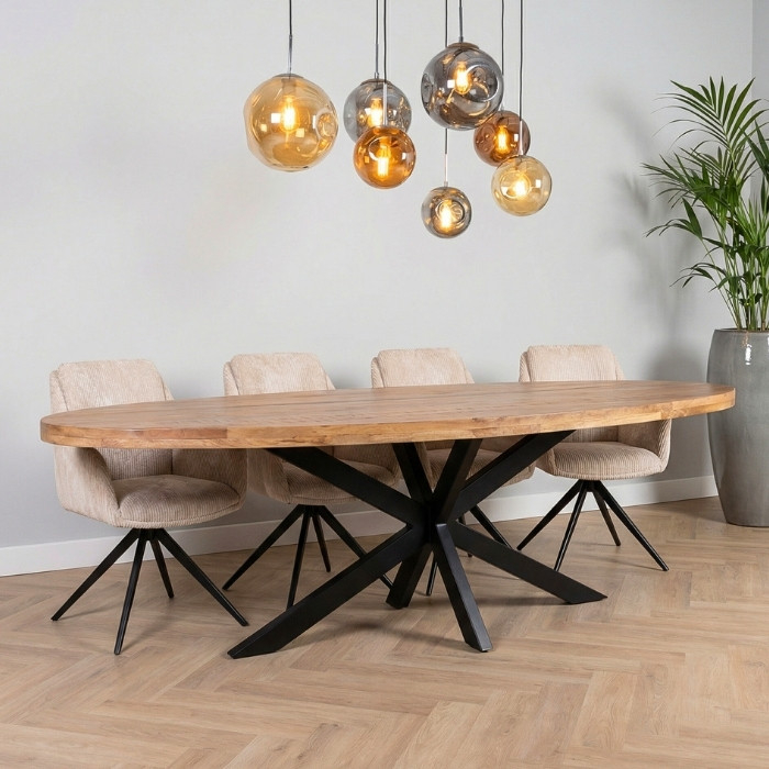 Eettafel ovaal voor 8 personen.