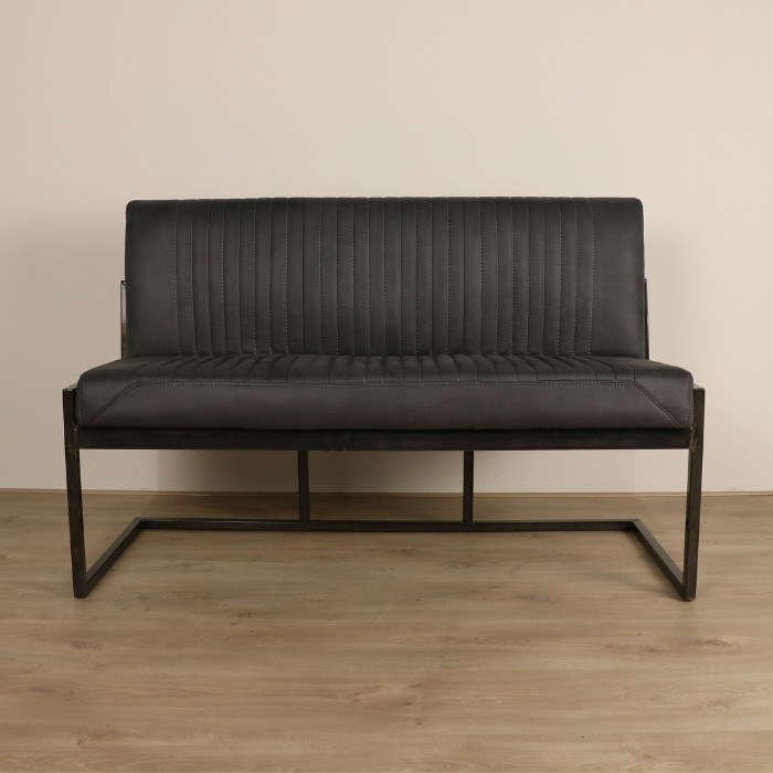 Eettafelbankje Ferro in 135 cm, antraciet en metalen onderstel.