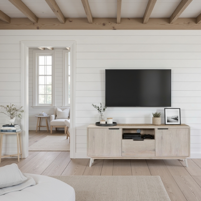 Sfeerafbeelding tv meubel eiken 150 cm. 