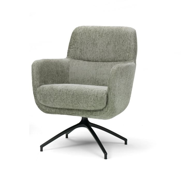 Fauteuil Mares met zwarte kruispoot.