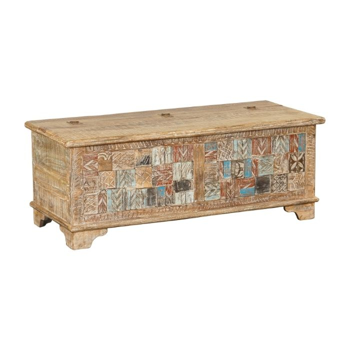 Grote teakhouten kist uit India. 