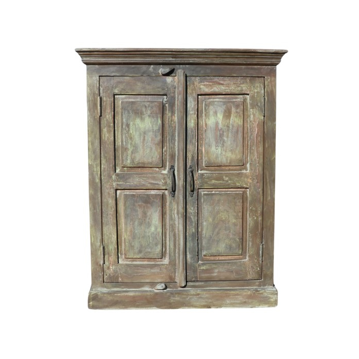 Klein kastje uit India bruin met groen en antieke deuren