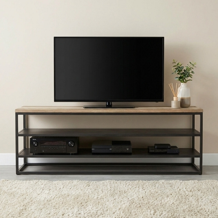 Tv meubel metaal met acaciahout
