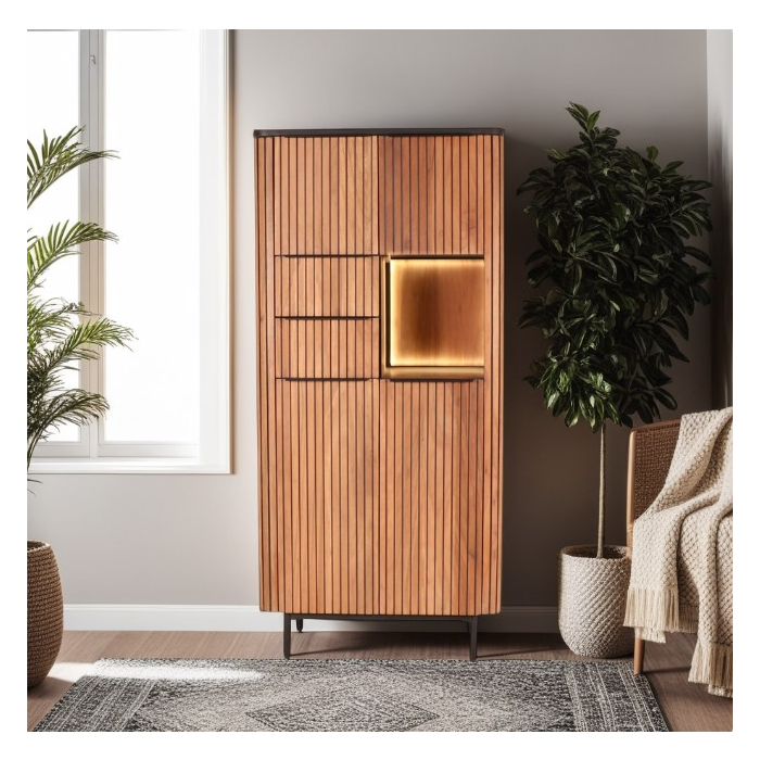 Kast met verlichting. Acaciahout