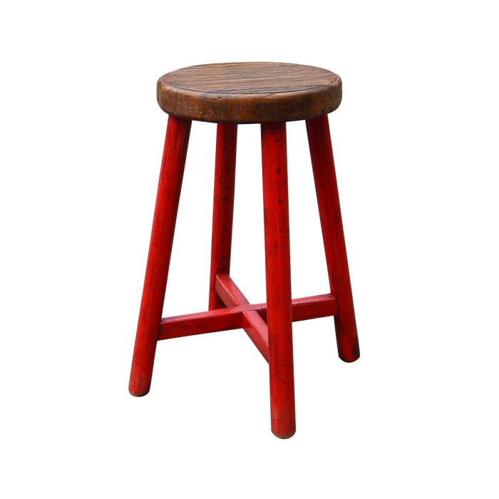 Klein houten krukje rood