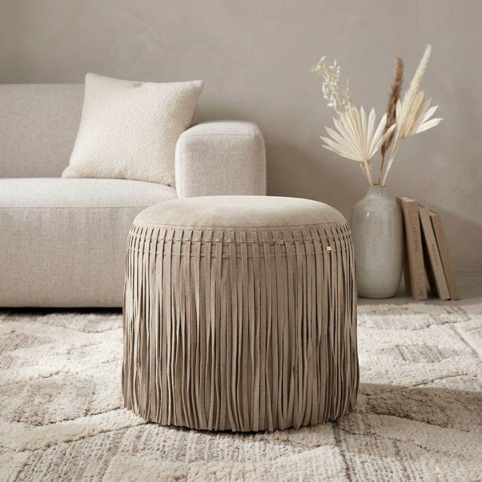 Ronde poef taupe. 