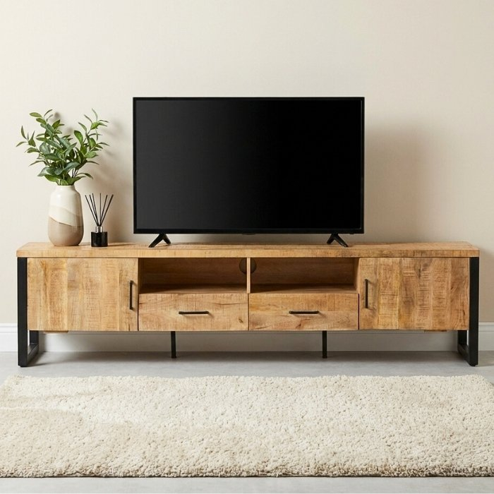 Mango tv meubel van 200 cm. Met deuren en laden