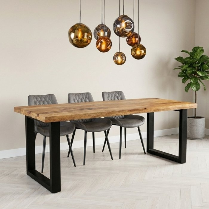Mangohouten eettafel industrieel 220 cm