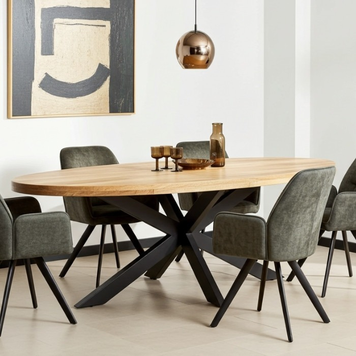 Mangohouten eettafel ovaal 240 cm.