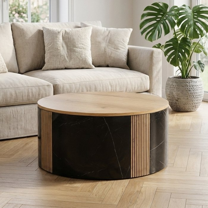 Eiken salontafel rond