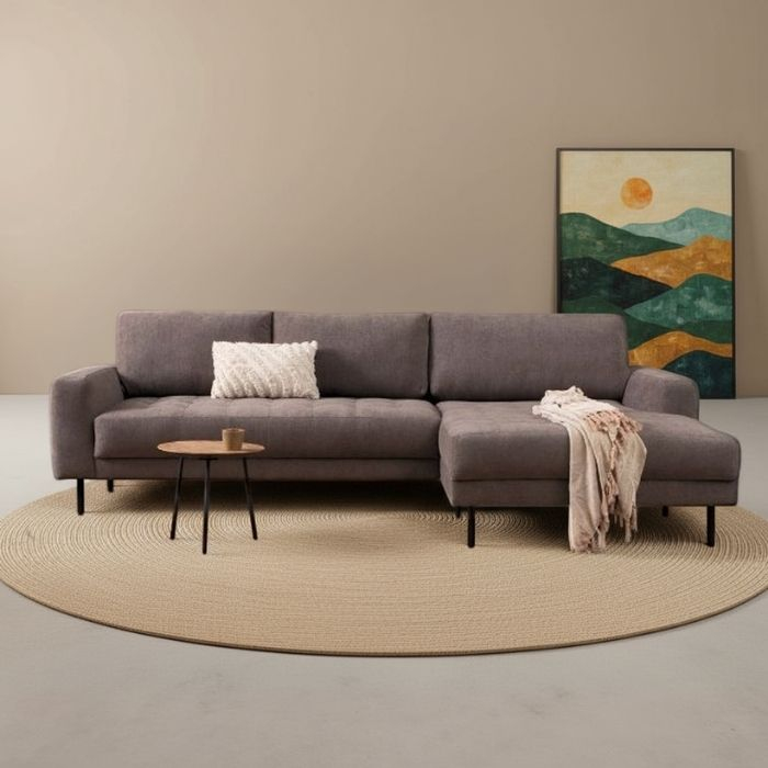 Bankstel Oreo in bruin met chaise longue rechts. 