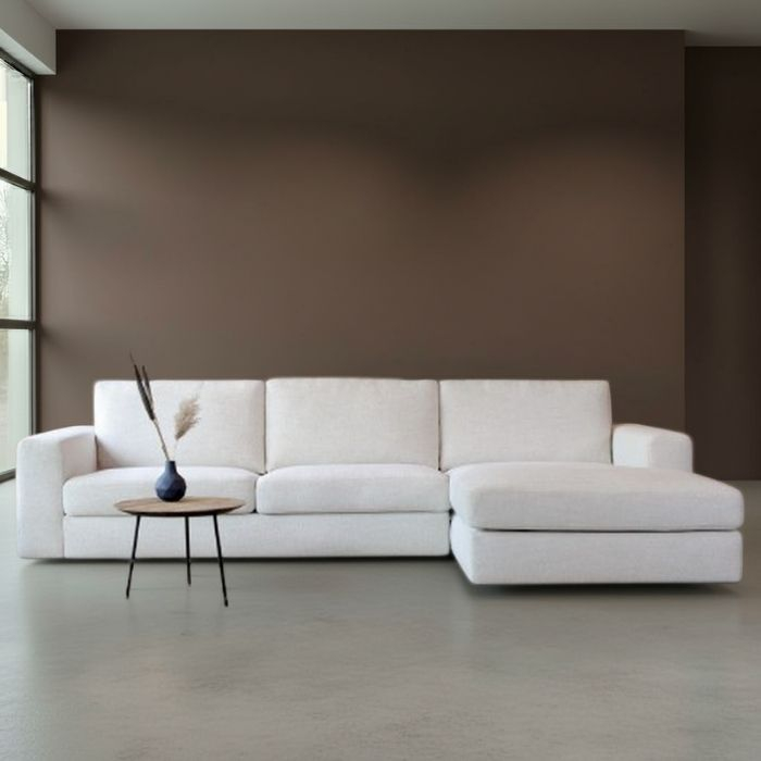 Moderne hoekbank Uno in het wit. 