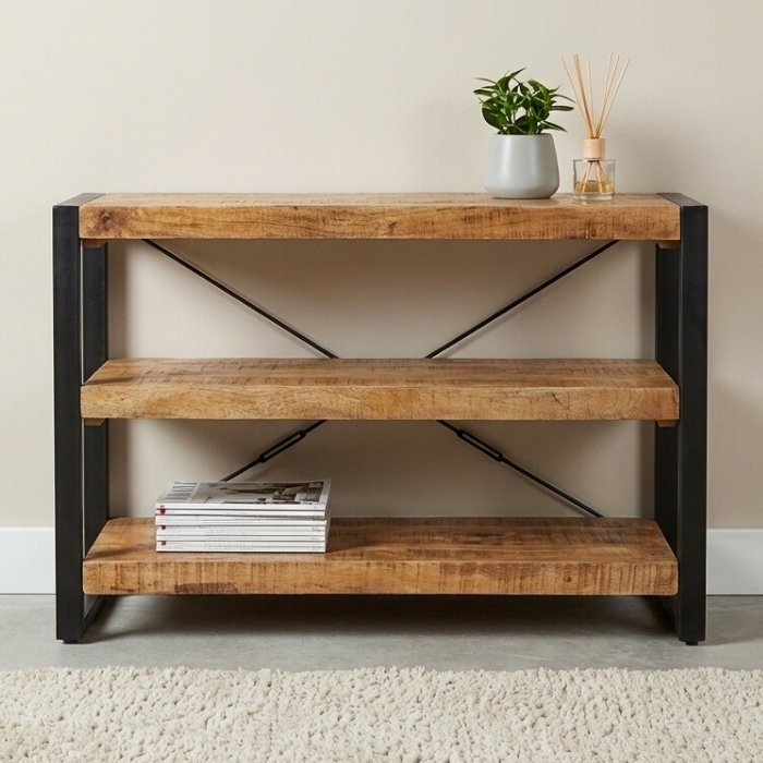 Mangohouten sidetable industrieel 120 cm