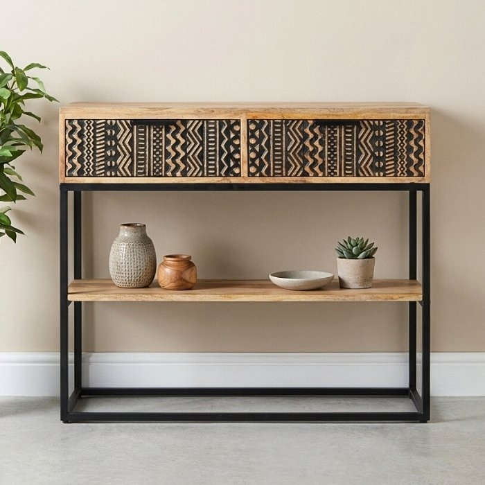 Sidetable mangohout 100 cm breed.