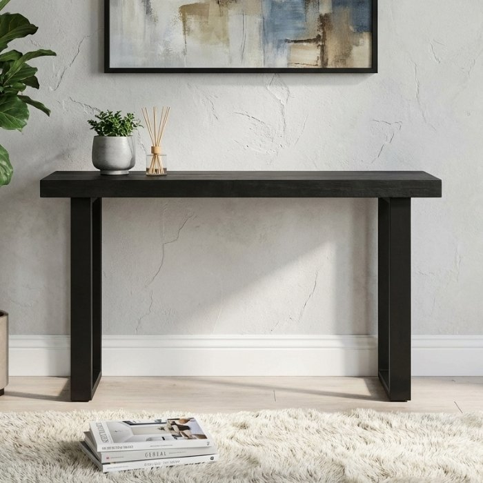 Industrieel sidetable zwart mangohout