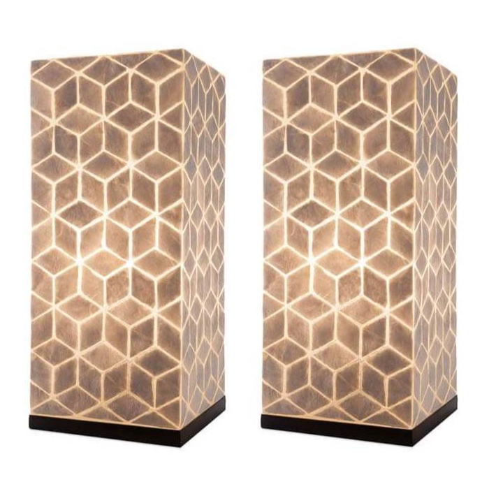 Tafellamp schelpen kubus