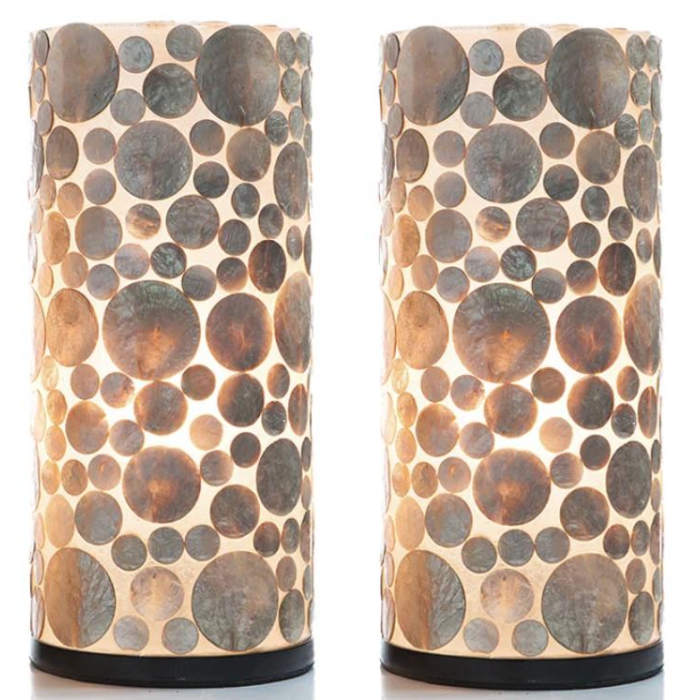 Tafellamp met schelpen goud kleurig