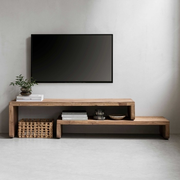 Teak tv meubel uitschuifbaar.