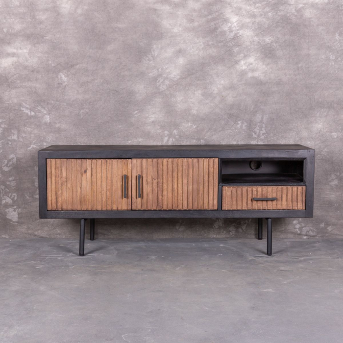 Tv meubel mangohout bruin met zwart 145cm