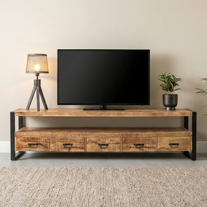 Mangohouten tv meubel Britt 210 cm.