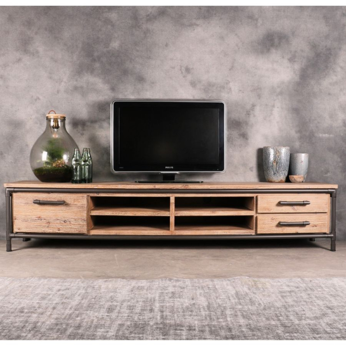 tv meubels industrieel 220cm met ronde buizen van metaal