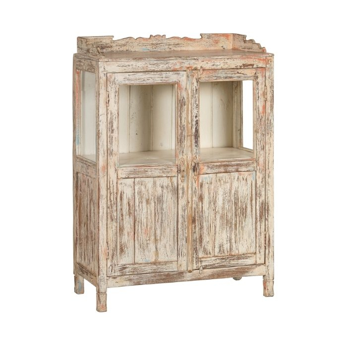 Wit vintage vitrinekastje uit India.