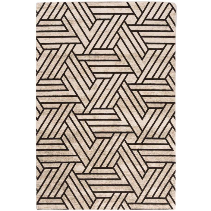 Modern vloerkleed zwart met beige