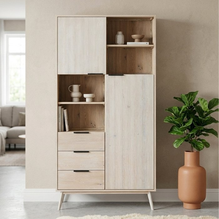Wandkast eiken in white wash kleur