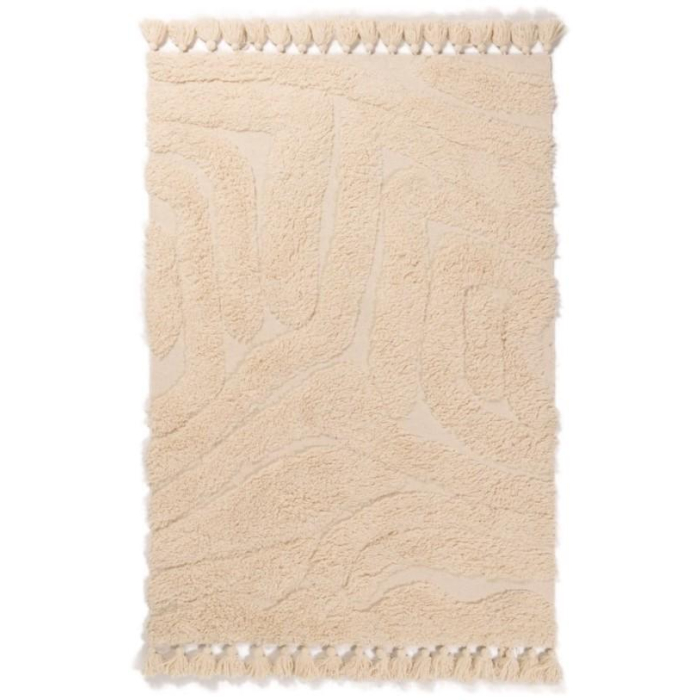 Wollen vloerkleed hoogpolig met kwastjes