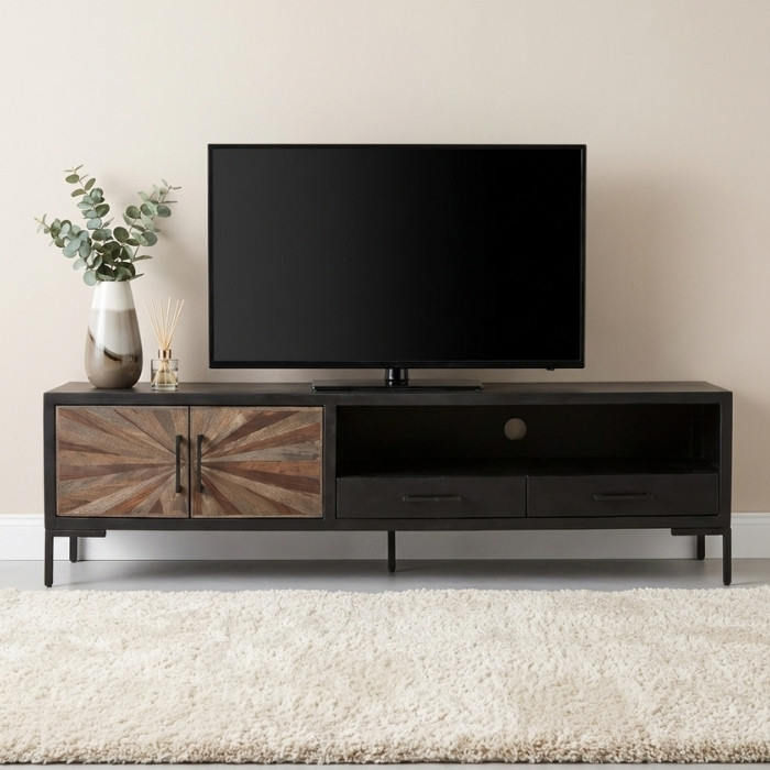 Tv meubel zwart hout 178 cm.