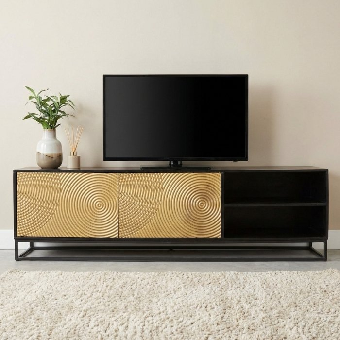 Tv meubel goud met zwart 180 cm breed