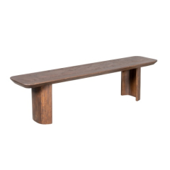 Eetkamerbank Maré bruin mangohout 180 cm driekwart aanzicht