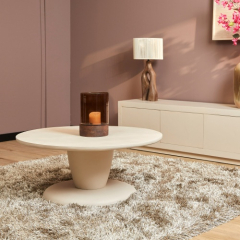 Salontafel Mabel rond mangohout zand 90 cm