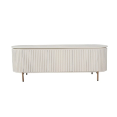 Zandkleurig mangohouten tv-meubel Solana 165 cm met ribbelfront vooraanzicht