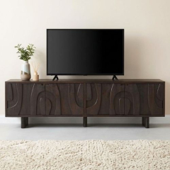 Tv meubel walnoot met vier deuren 210 cm breed
