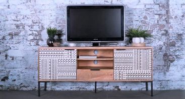 Tv meubel mangohout wit 150cm